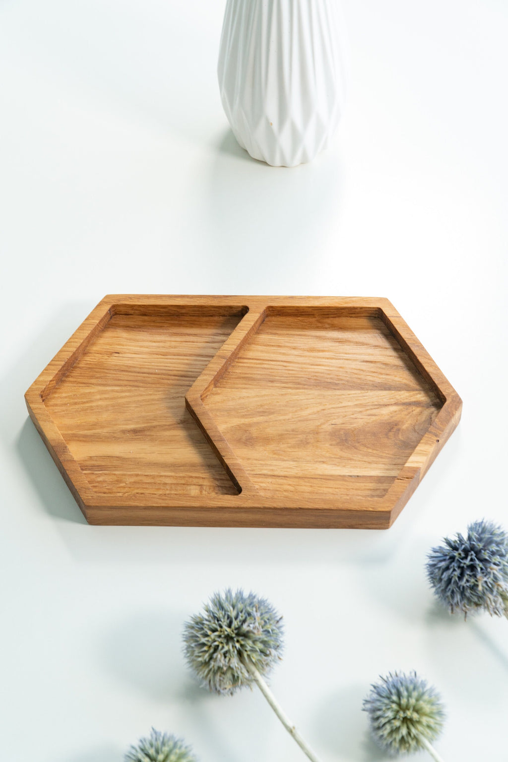 Oak Wood Desk Tray: Modern Office Accessories Organizer (15 x 22 cm)