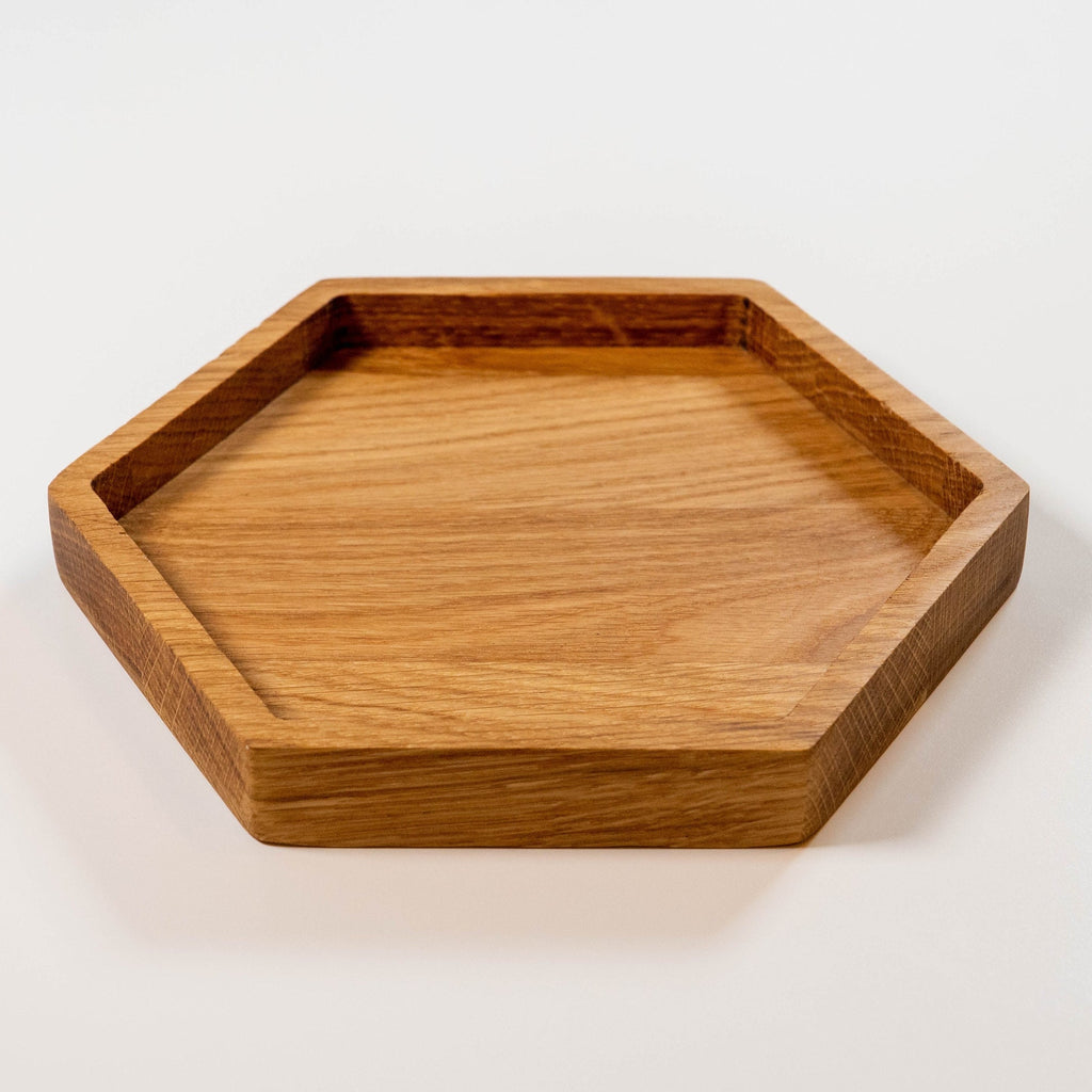 Handmade Oak Hexagon Tray: Honeycomb Plate, Ring/Key Dish