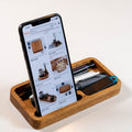 Oak Tray with Phone Stand – Wooden Desk Organizer for Phone, Keys & Essentials