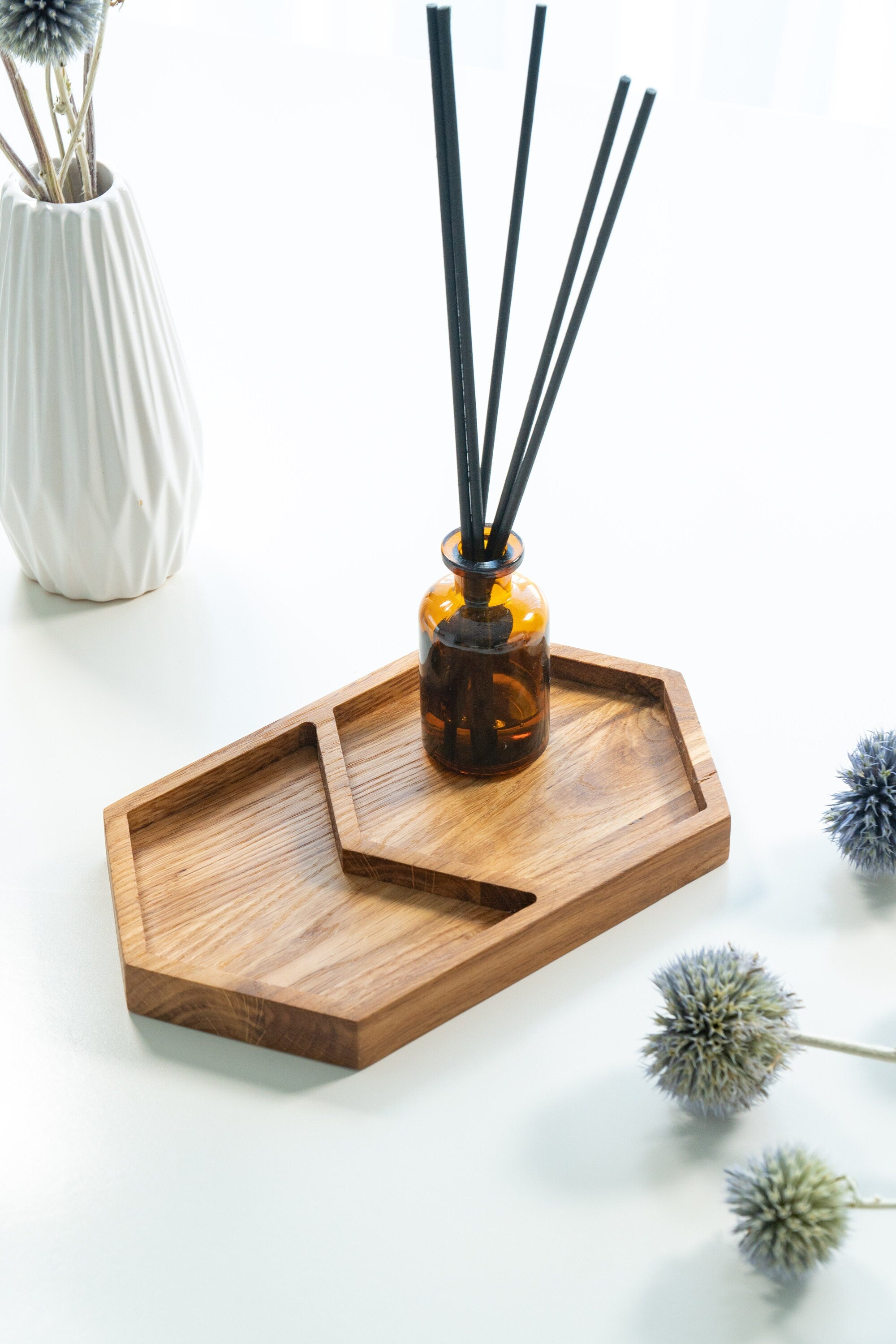 Oak Wood Desk Tray: Modern Office Accessories Organizer (15 x 22 cm)