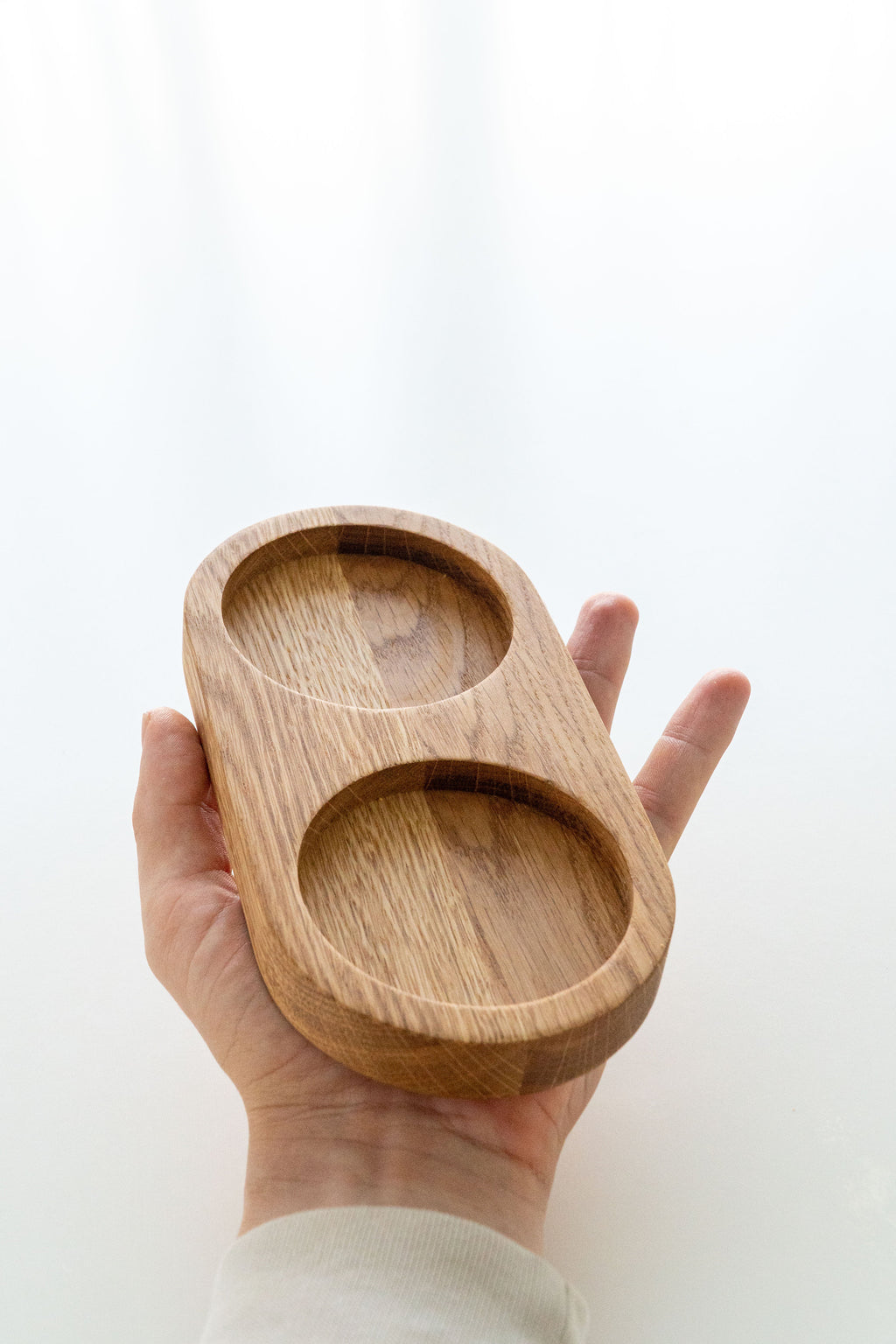 Oval Oak Wood Coffee Tray: Breakfast Serving Board (10x20 cm)