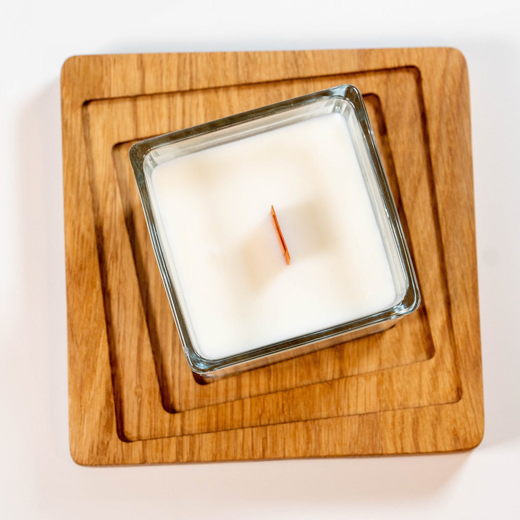 Handmade Oak Wood Tray: Square Workspace Accessories (15x15 cm)