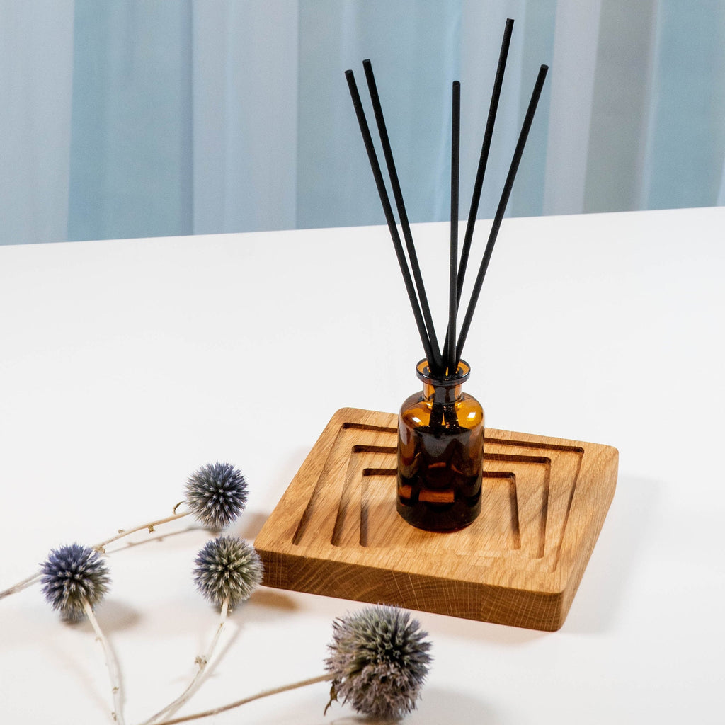 Handmade Oak Wood Tray: Square Workspace Accessories (15x15 cm)