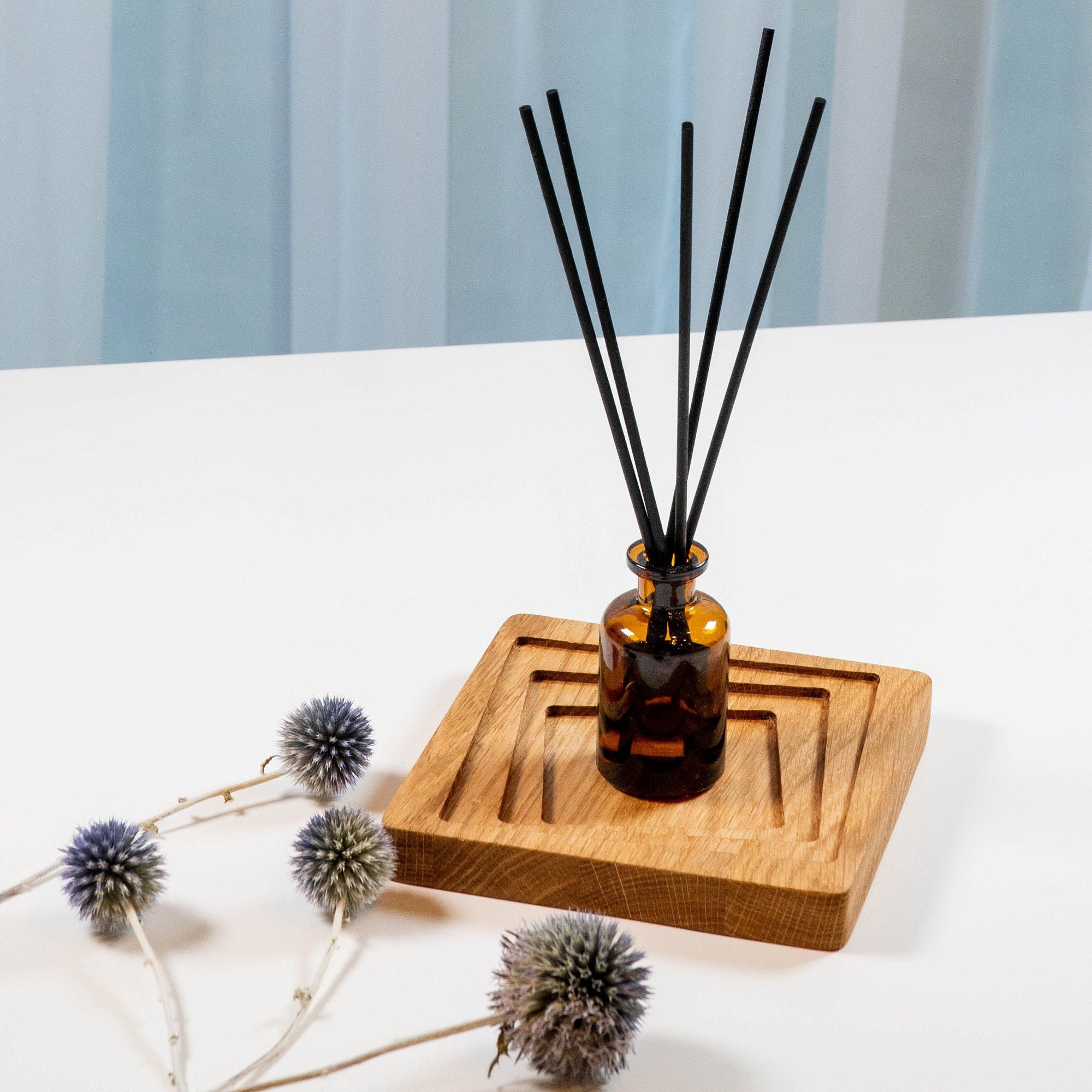 Handmade Oak Wood Tray: Square Workspace Accessories (15x15 cm)