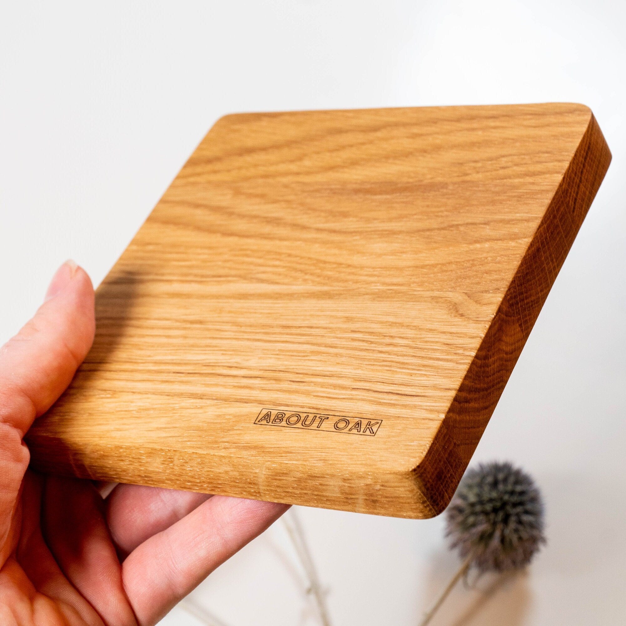 Handmade Oak Wood Tray: Square Workspace Accessories (15x15 cm)