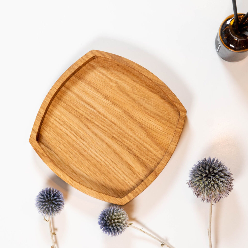 Solid Oak Catch-All Tray – Minimalist Jewelry & Key Organizer