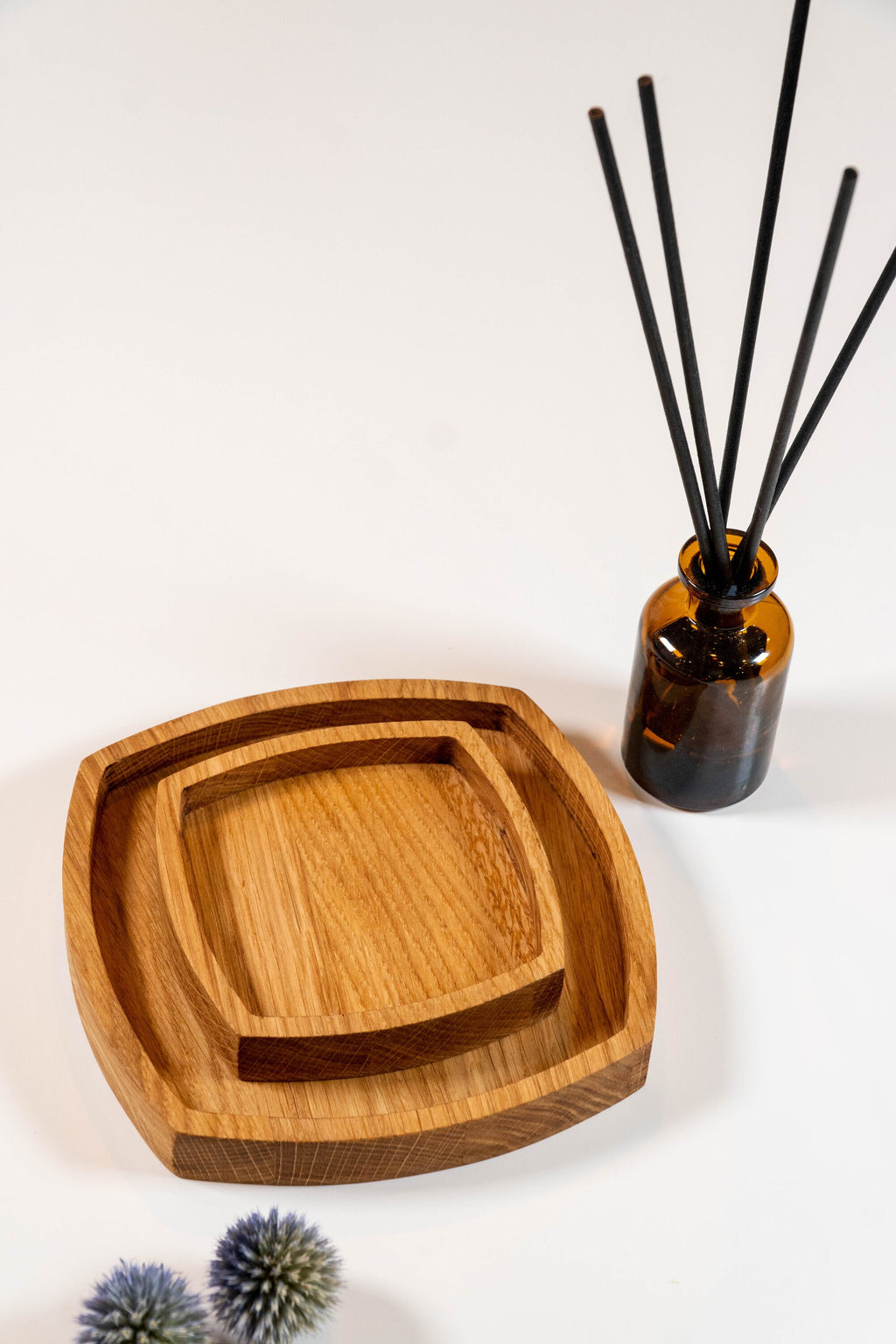 Solid Oak Catch-All Tray – Minimalist Jewelry & Key Organizer