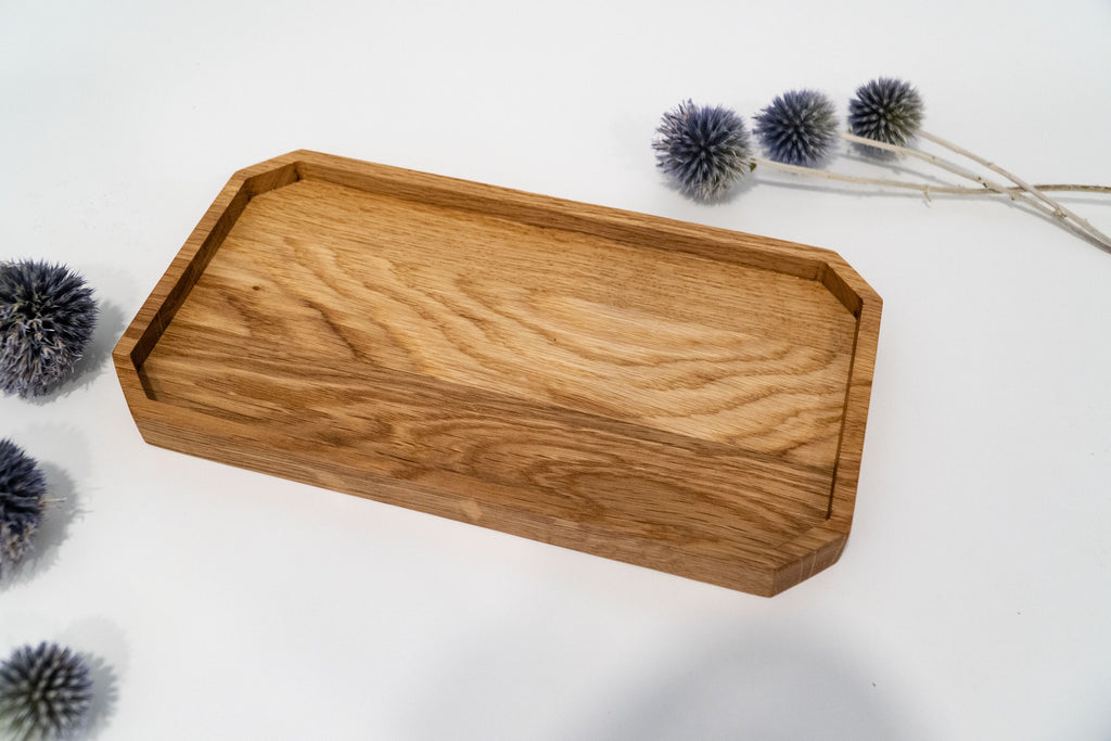 Solid Oak Valet Tray: Home Office Pen & Jewelry Organizer