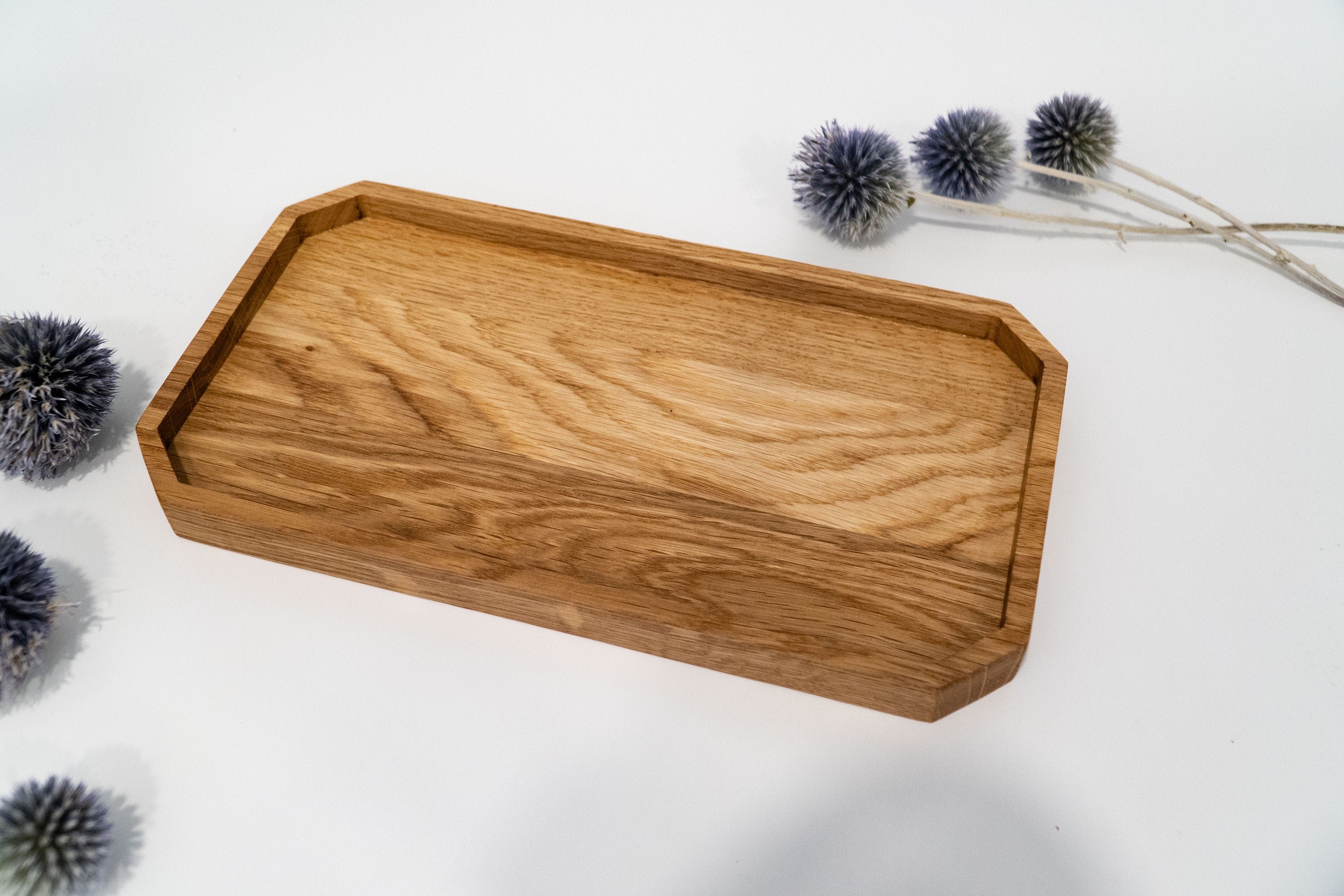 Solid Oak Valet Tray: Home Office Pen & Jewelry Organizer