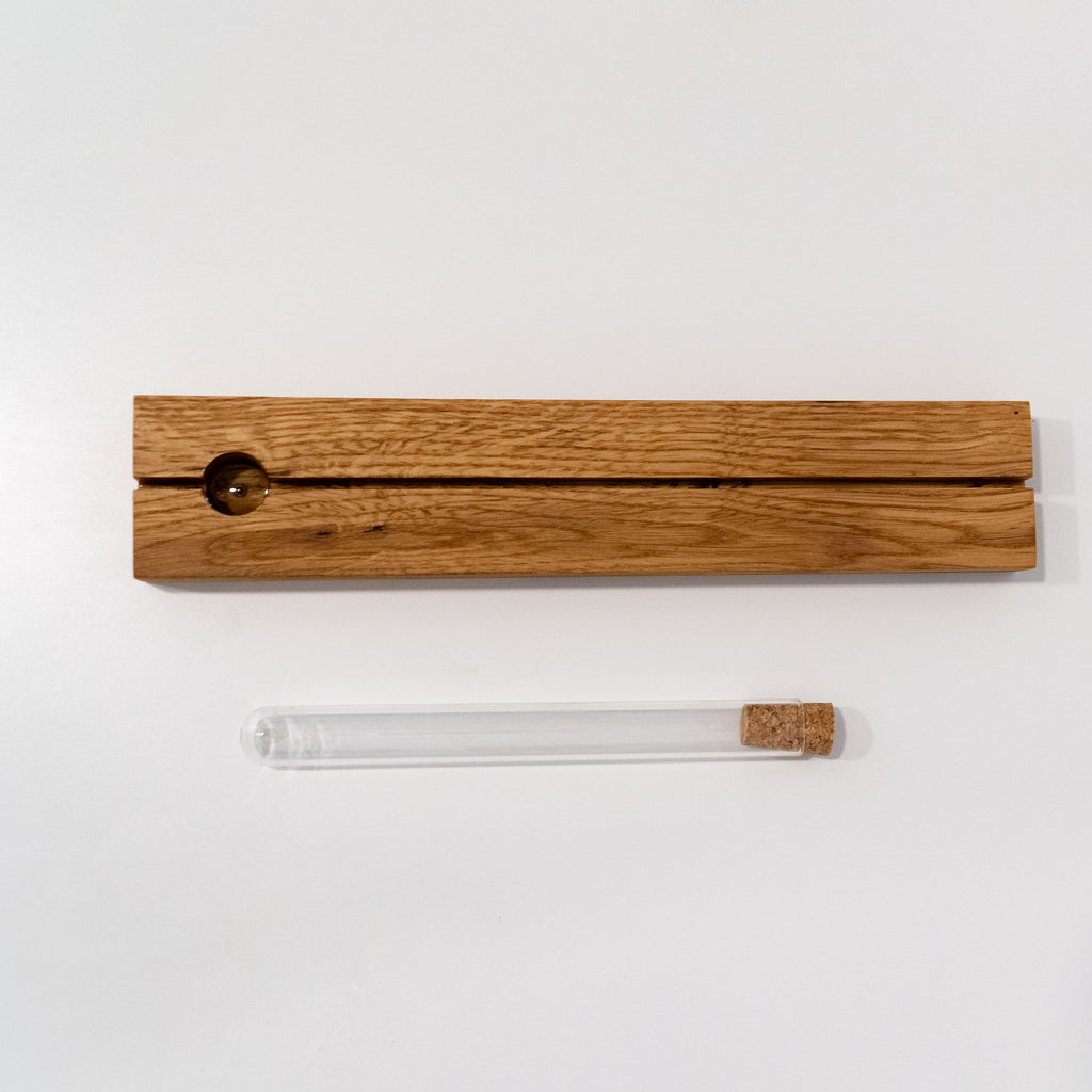 Solid Oak Wood Card Stand with Test Tube: Table Number Holder