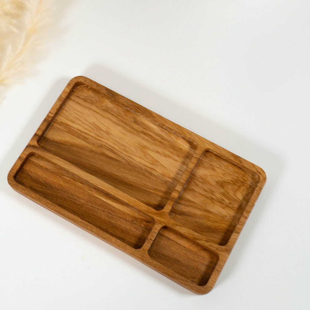 Solid Oak Valet Tray: Home Office Pen & Jewelry Organizer