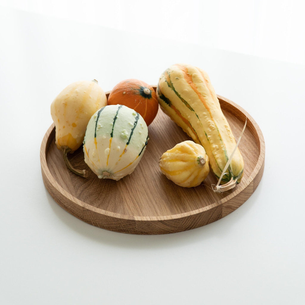 Round Oak Tray – Minimalist Wooden Tray for Coffee, Jewelry & Decor