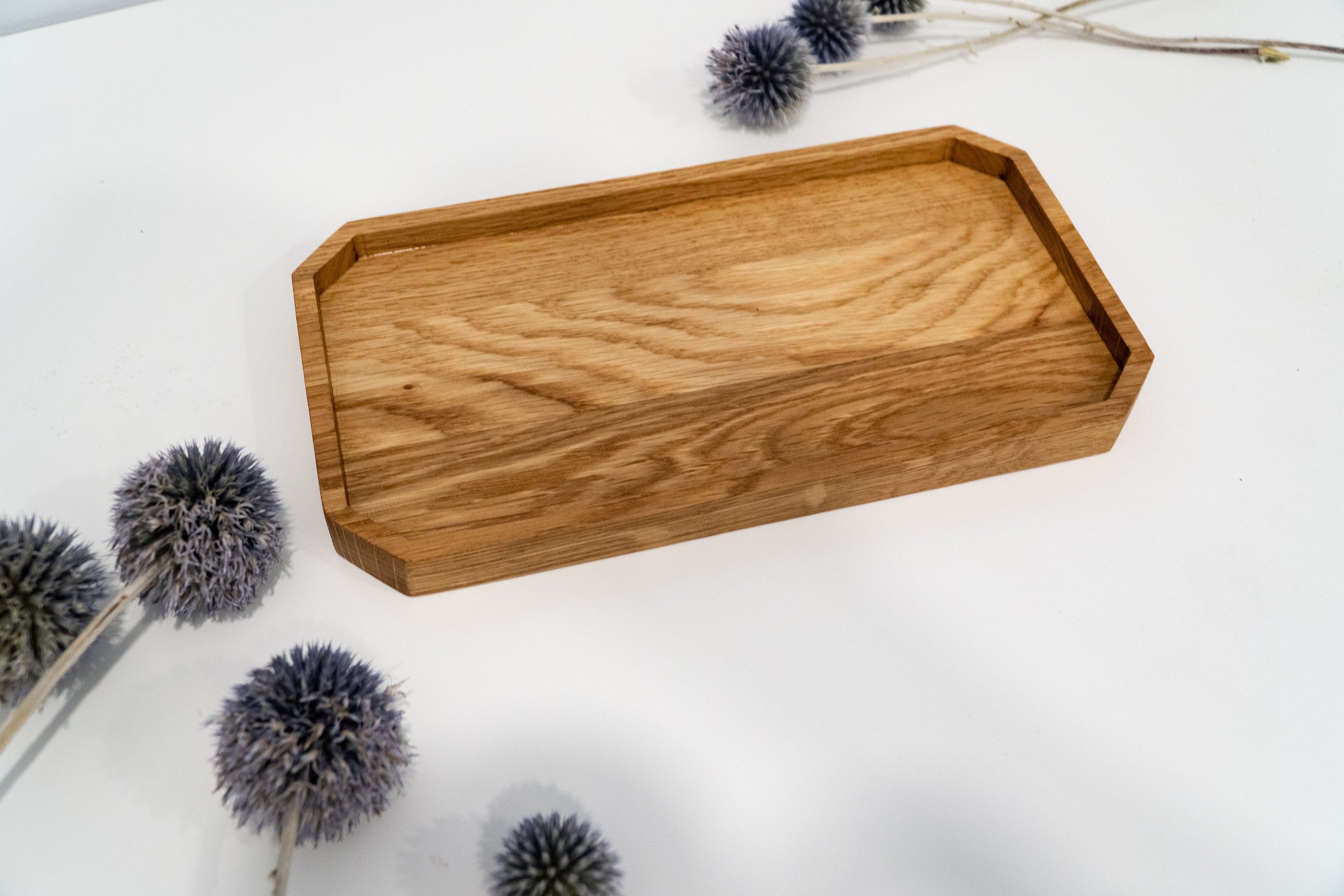 Solid Oak Valet Tray: Home Office Pen & Jewelry Organizer