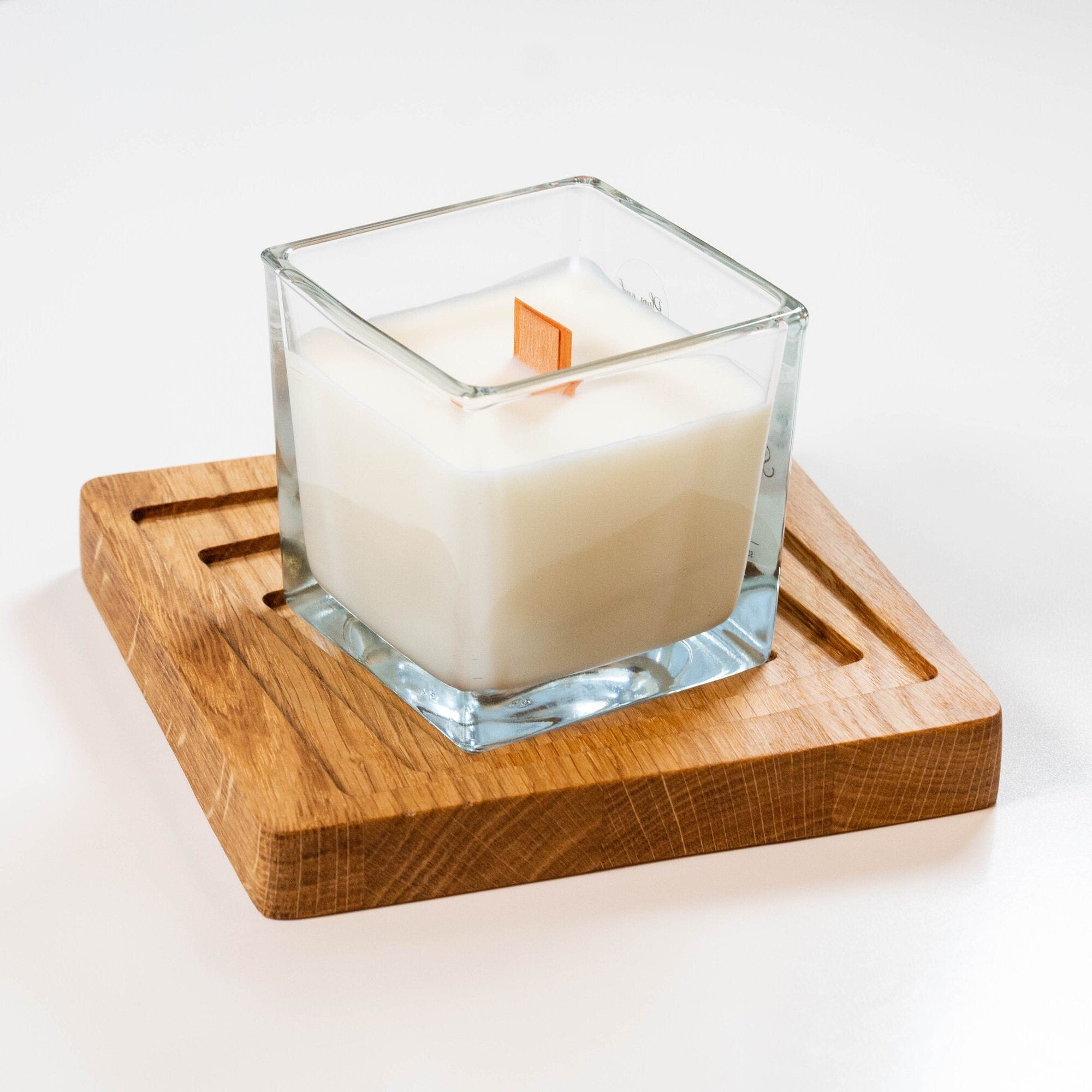 Handmade Oak Wood Tray: Square Workspace Accessories (15x15 cm)