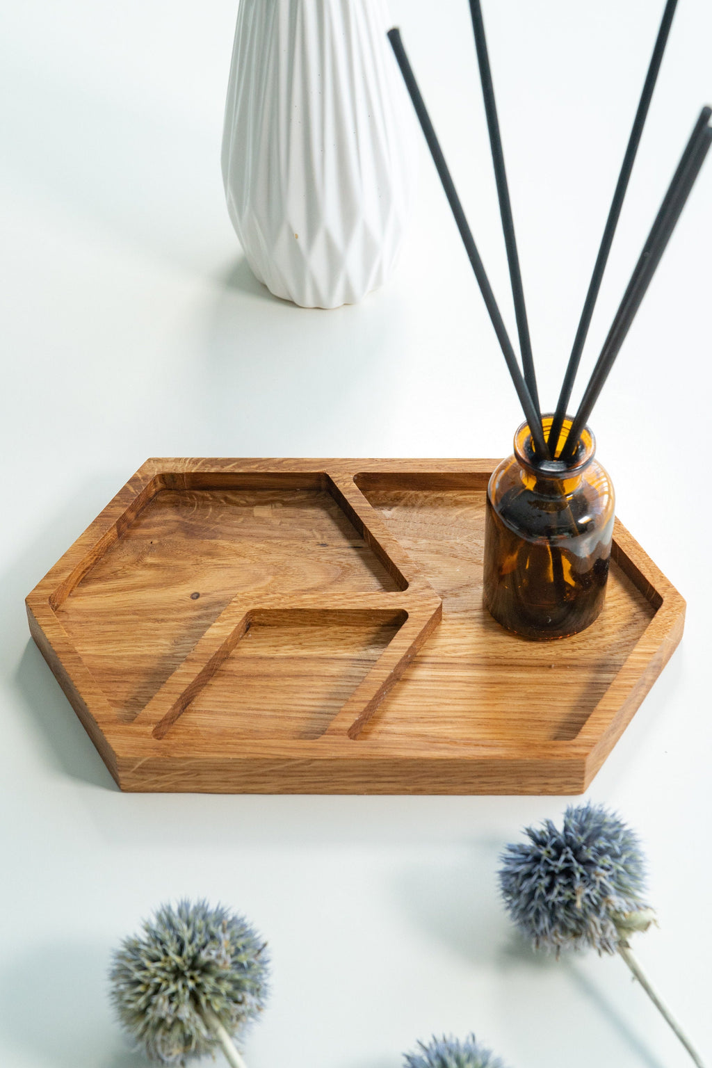 Oak Wood Desk Tray: Modern Office Accessories Organizer (15 x 22 cm)