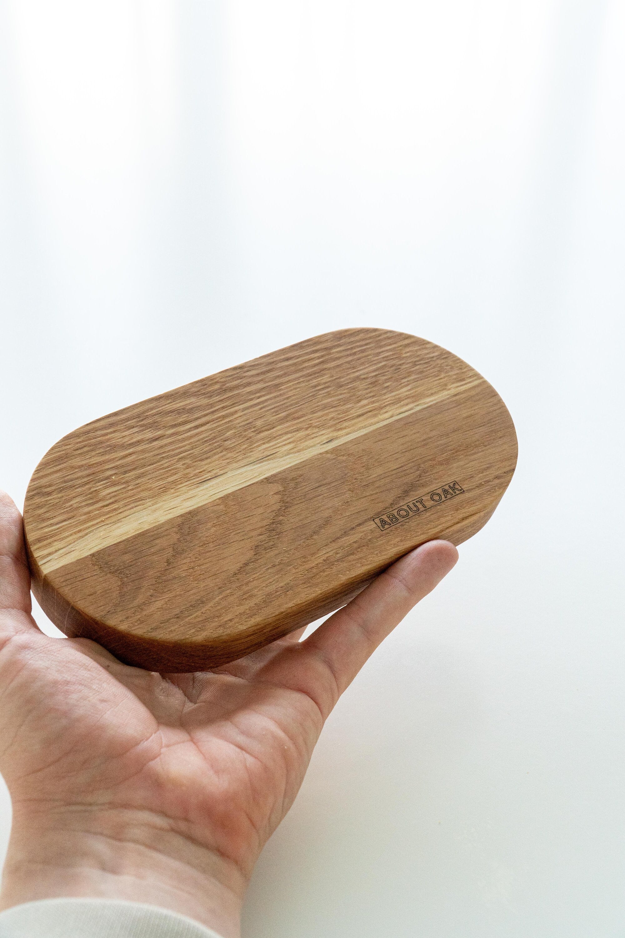 Oval Oak Wood Coffee Tray: Breakfast Serving Board (10x20 cm)