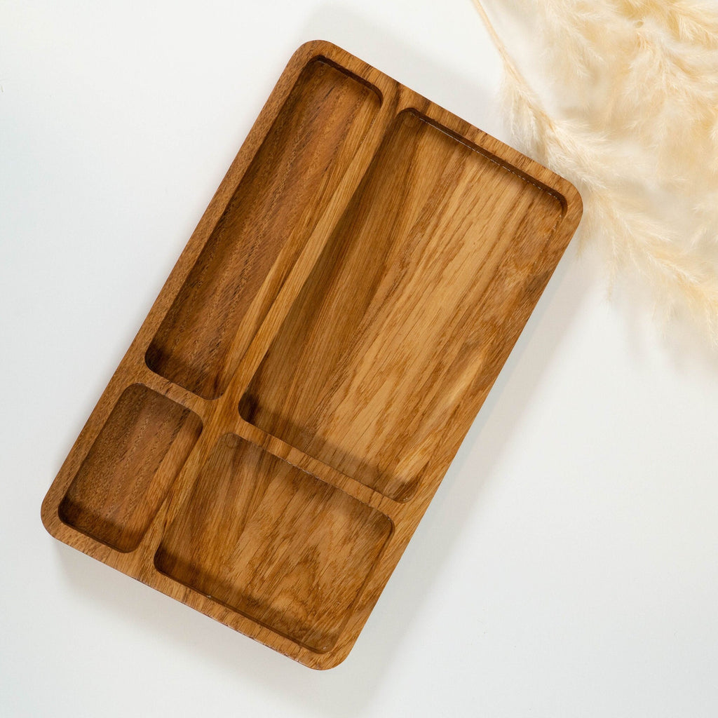 Solid Oak Valet Tray: Home Office Pen & Jewelry Organizer