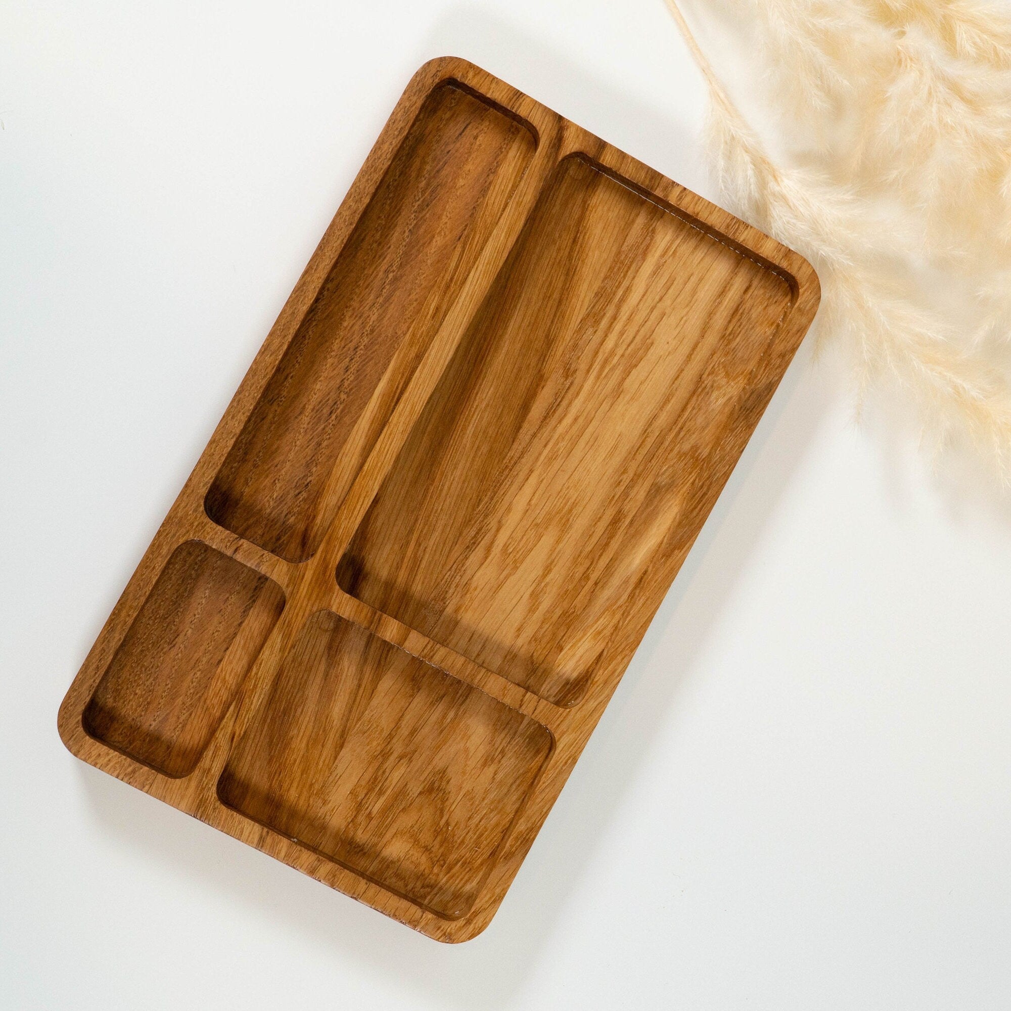 Solid Oak Valet Tray: Home Office Pen & Jewelry Organizer