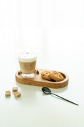 Oval Oak Wood Coffee Tray: Breakfast Serving Board (10x20 cm)