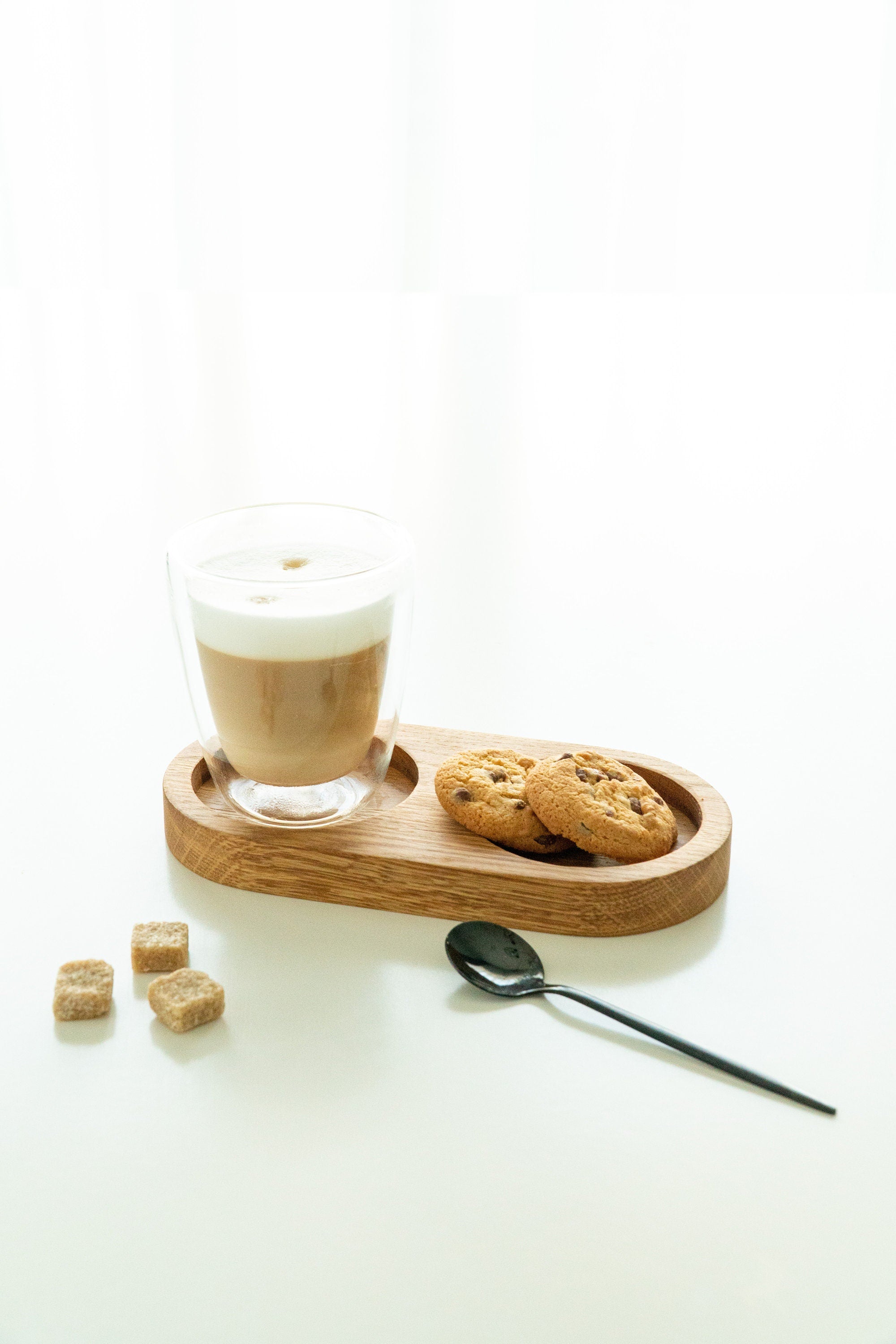Oval Oak Wood Coffee Tray: Breakfast Serving Board (10x20 cm)
