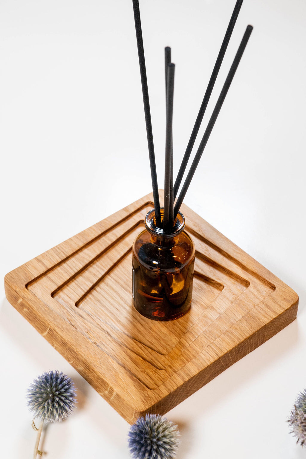 Handmade Oak Wood Tray: Square Workspace Accessories (15x15 cm)