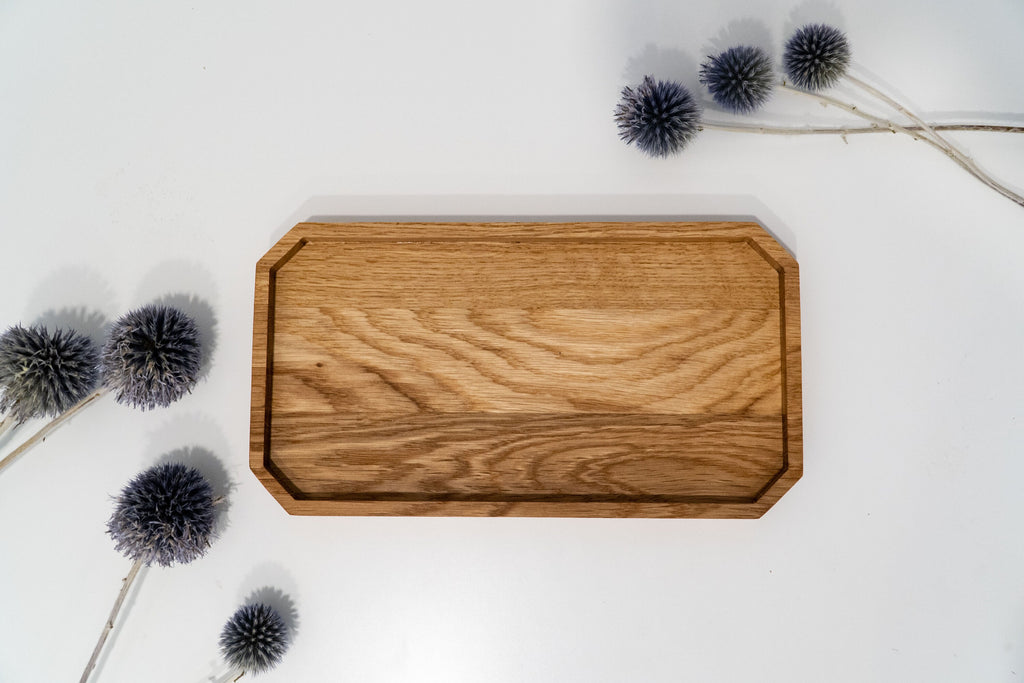 Solid Oak Valet Tray: Home Office Pen & Jewelry Organizer