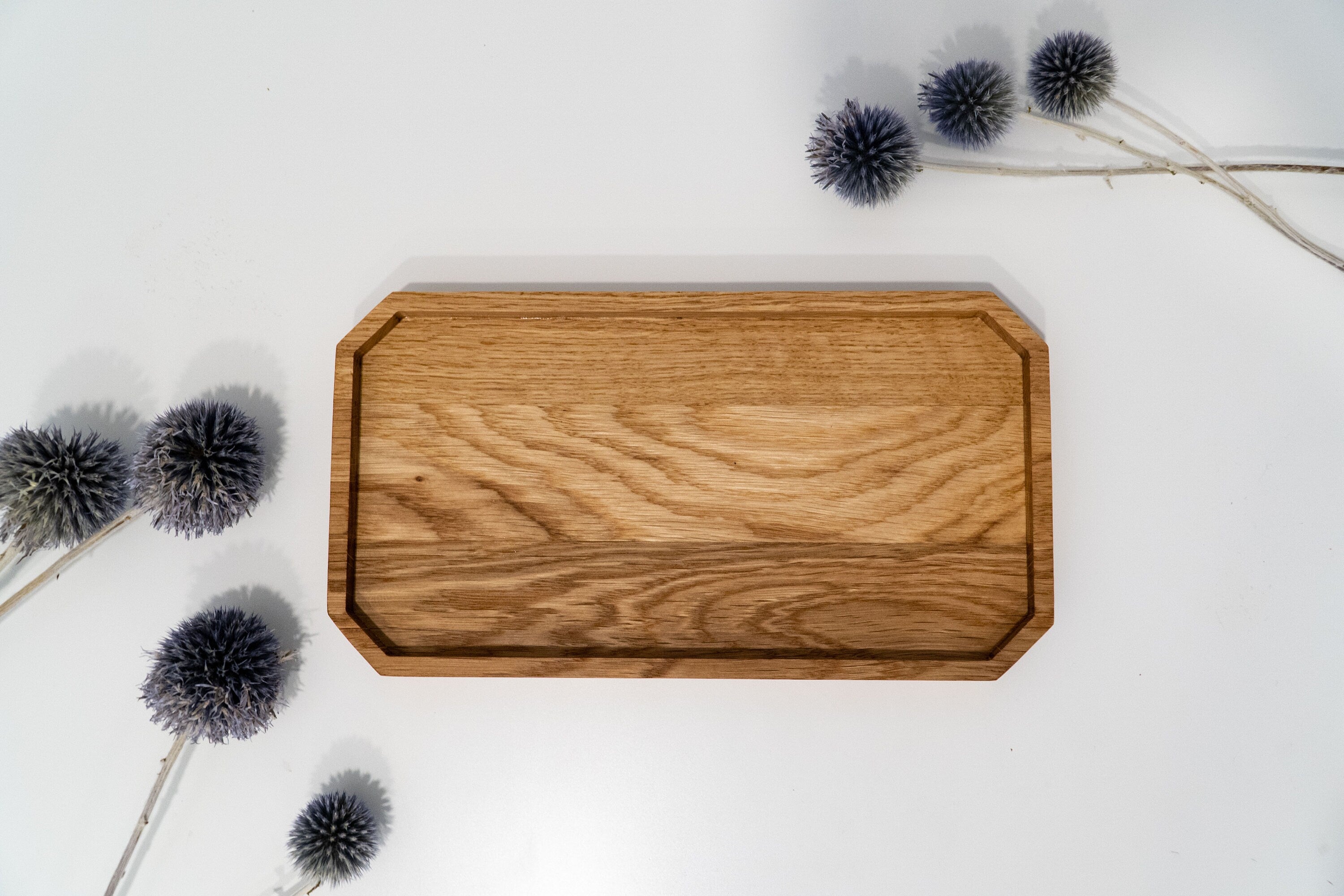 Solid Oak Valet Tray: Home Office Pen & Jewelry Organizer
