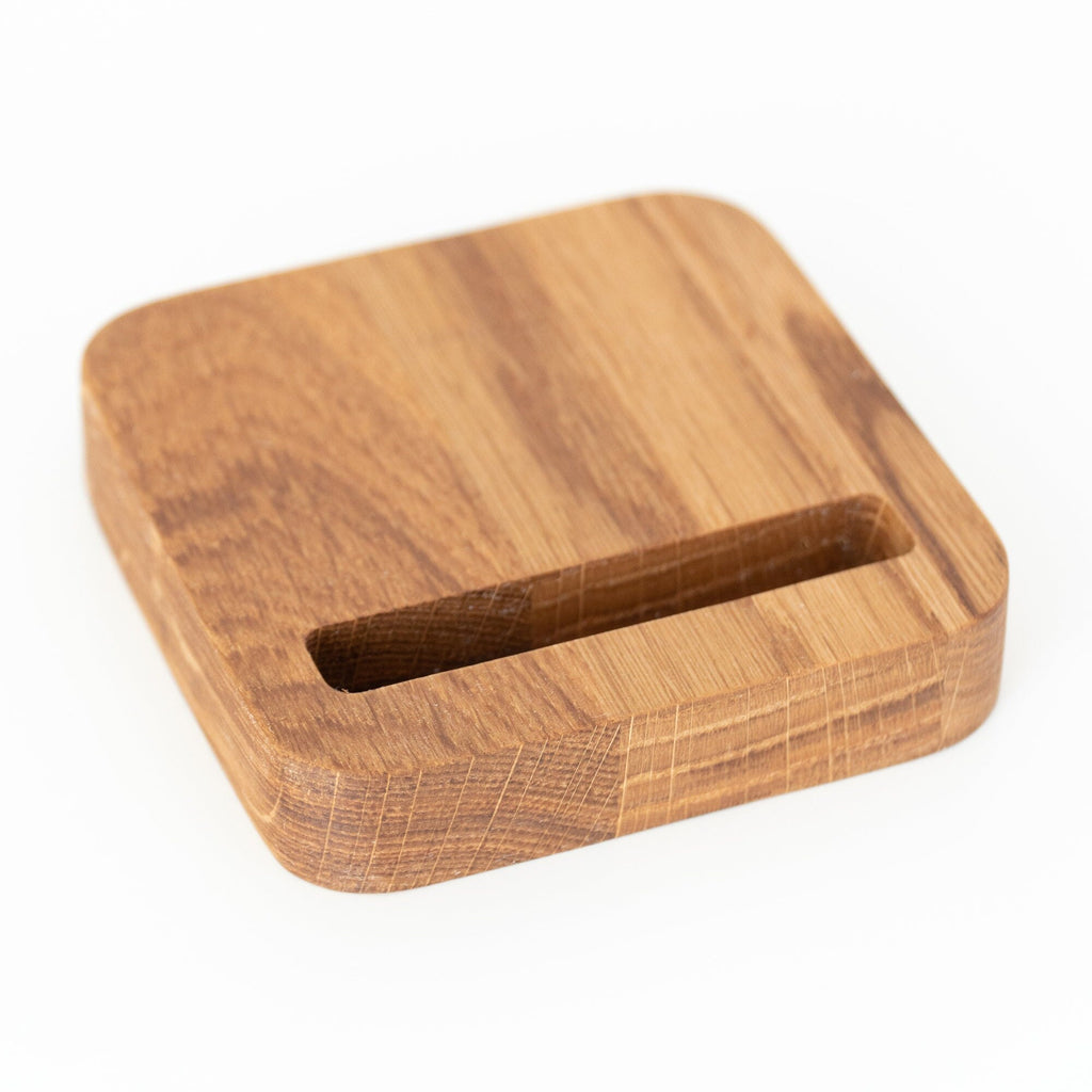 Handmade Solid Oak Phone Stand: Minimalist Desk Decor