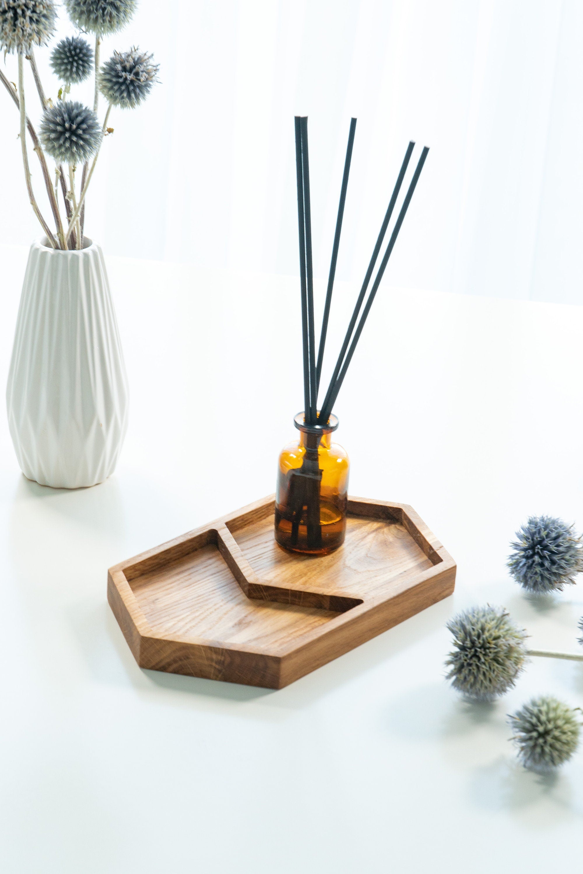 Oak Wood Desk Tray: Modern Office Accessories Organizer (15 x 22 cm)