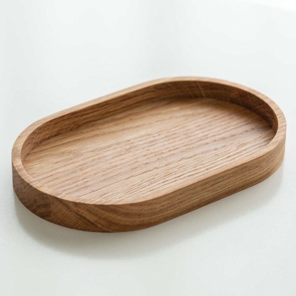 Oval Oak Tray – Wooden Serving Tray for Coffee, Drinks & Decor