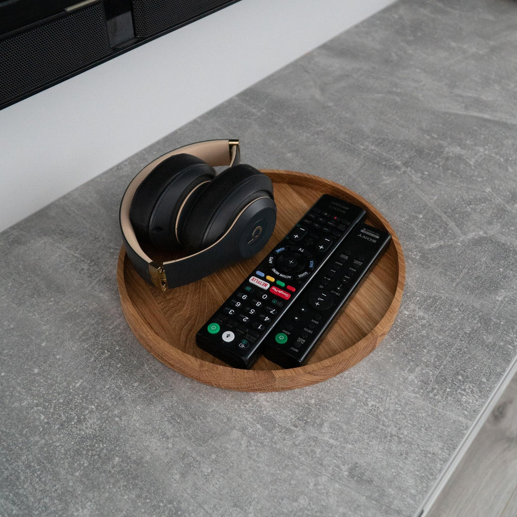 Round Oak Tray – Minimalist Wooden Tray for Coffee, Jewelry & Decor