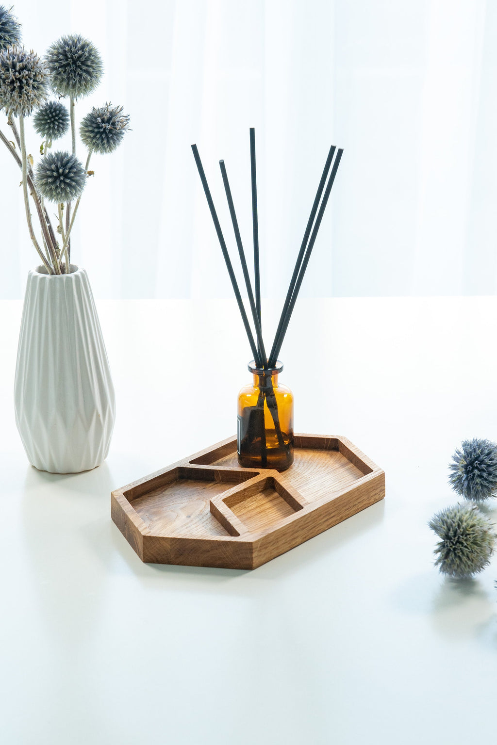 Oak Wood Desk Tray: Modern Office Accessories Organizer (15 x 22 cm)