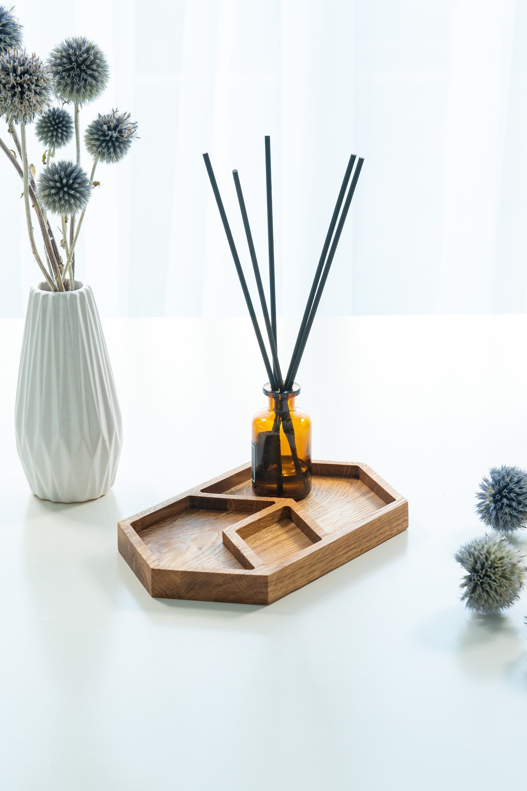 Oak Wood Desk Tray: Modern Office Accessories Organizer (15 x 22 cm)