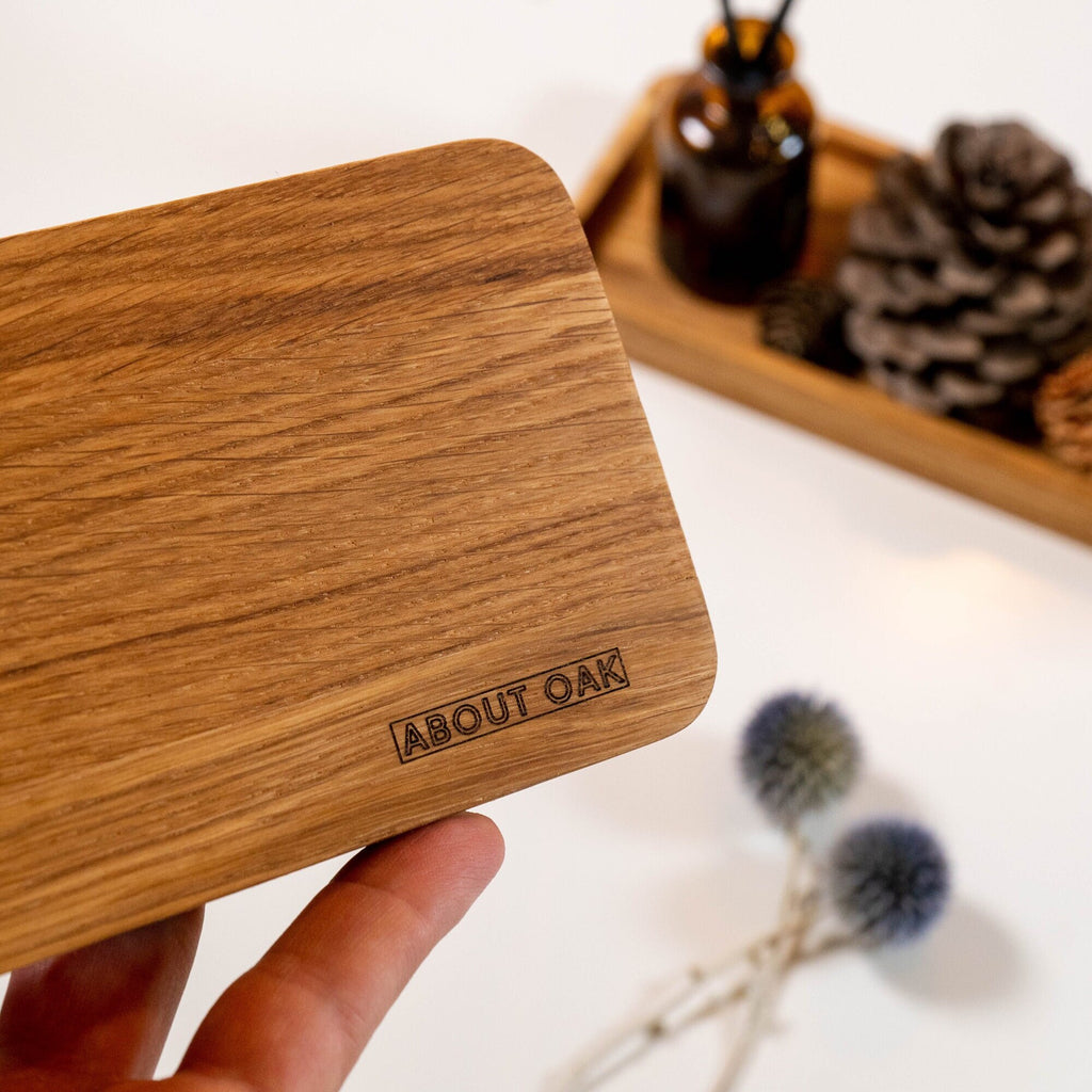 Handmade Oak Wood Desk Organizer: 4-Chamber Wooden Sorting Tray