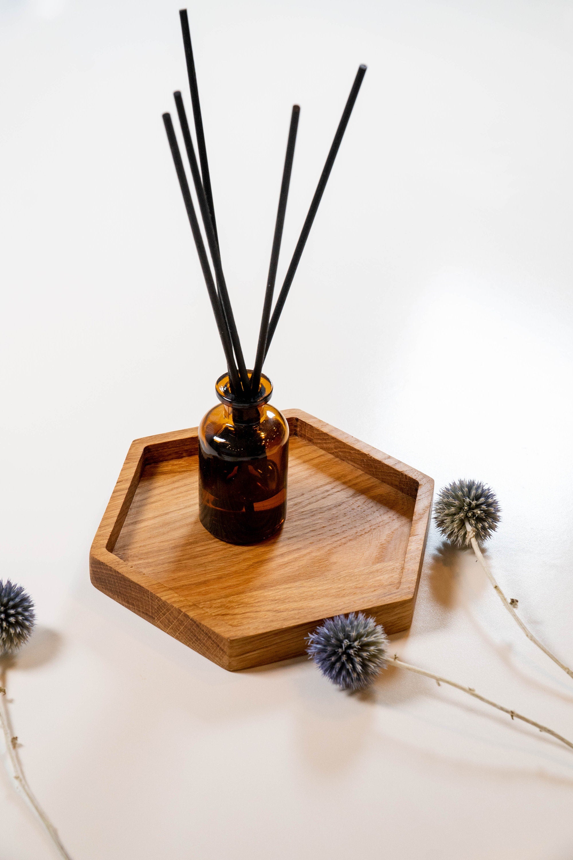 Handmade Oak Hexagon Tray: Honeycomb Plate, Ring/Key Dish